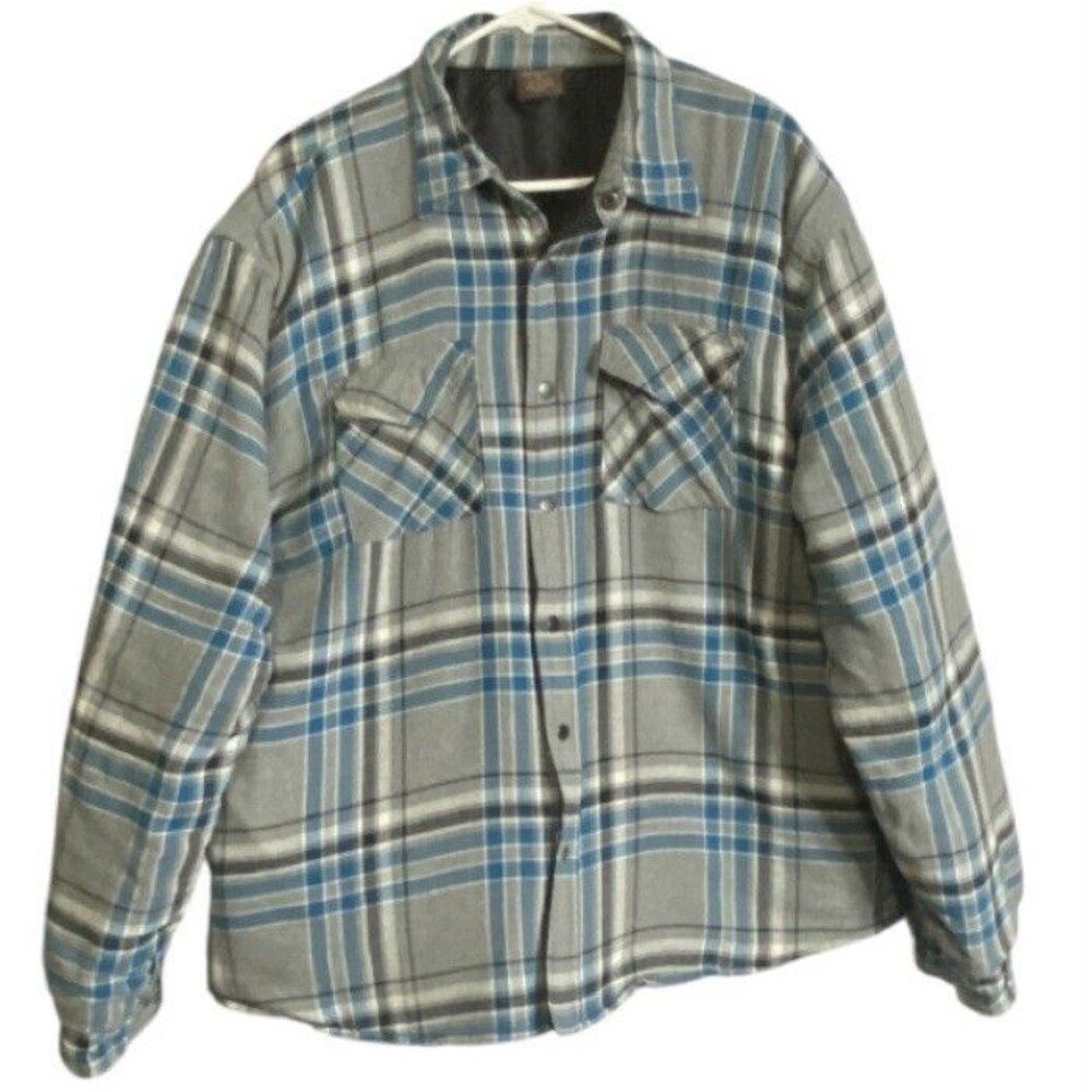 Great Northwest Snap Shirt Jacket Mens XL Plaid Flannel Quilt Lined Outdoors